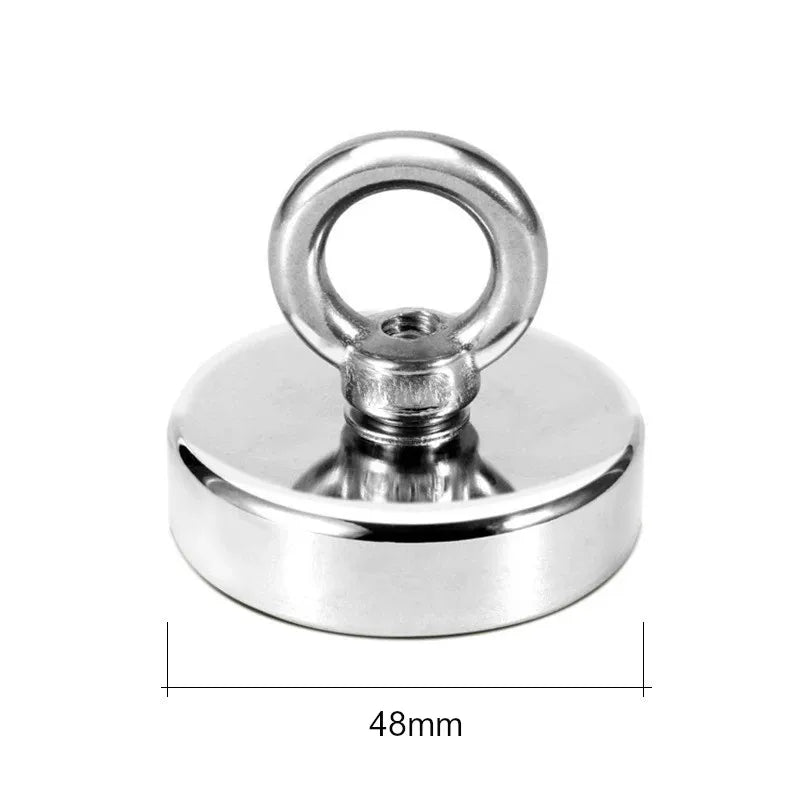 D16~D42mm Super Strong Neodymium Fishing Magnet N52 Heavy Duty Rare Earth Magnet with Countersunk Hole Eyebolt Salvage Magnetic