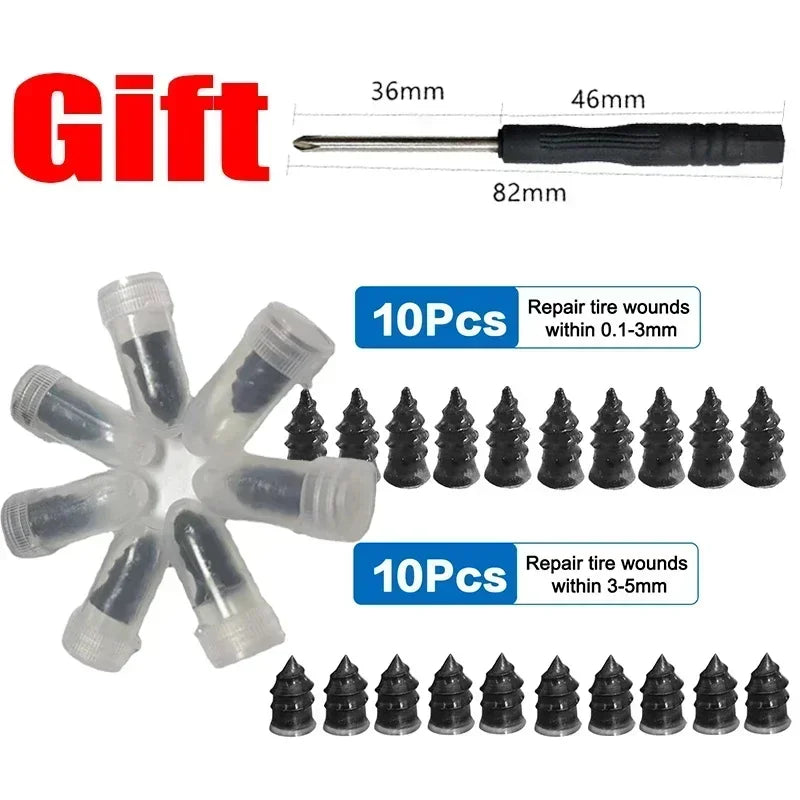 10/20/30Pcs Car Tyre Repair Rubber Nails Set Universal Cars Motorcycle Patch Nails Truck Bicycle Scooter Puncture Repair Tools