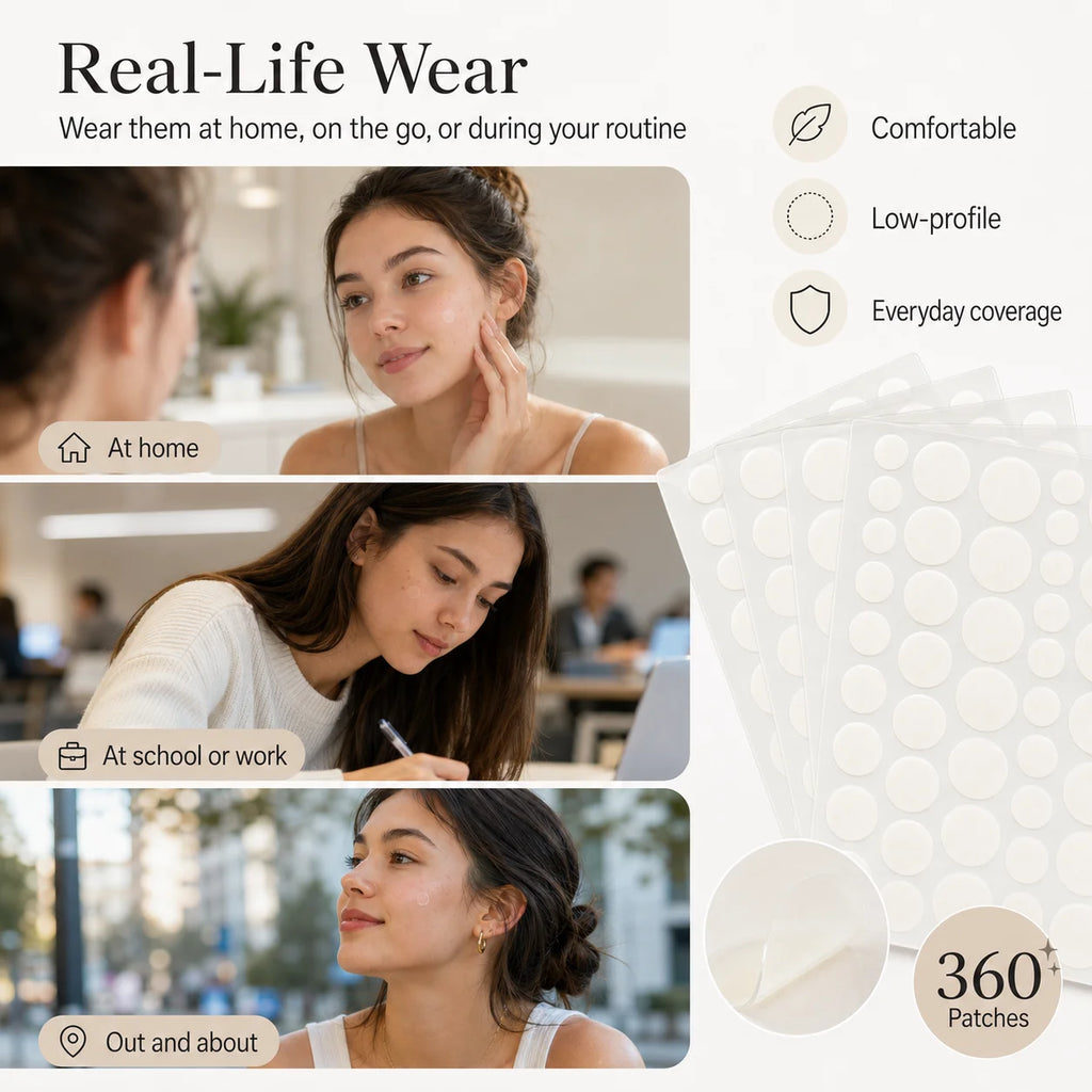 360pcs Face Acne Patch Invisible Skin Care Pimple Acne Patches Anti-inflammatory Healing Absorbing Spot Sticker Covering Acne