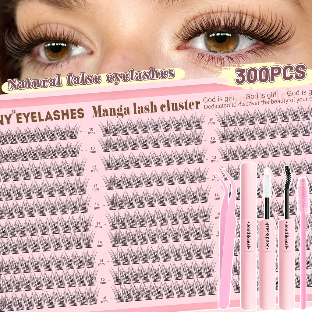 720/200pcs eyelash Extension Kit Fluffy Eyelash Extension kit with Lash Bond and Seal Lash Tweezers Thick Lash Clusters Wispy