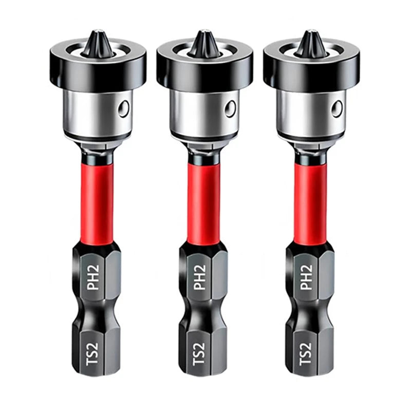1/3/5pcs Magnetic Screwdriver Bit Setter, PH2 Positioning Bits, 1/4" Hex Shank for Drywall Plasterboard Screw Installation Tools